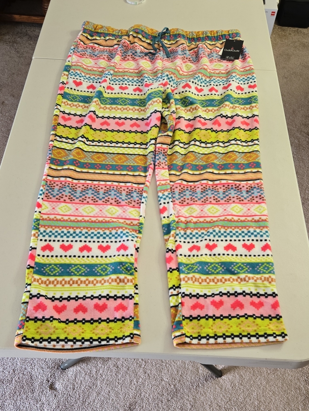 Cuddl Duds Womens Multicolor Patterned Minky Fleece Lounge Pants